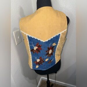 Handmade corduroy and denim Cottagecore Vest- Size Small